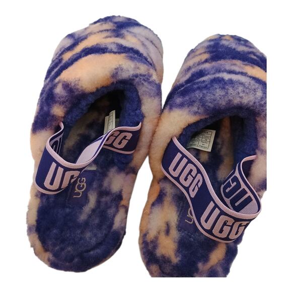 UGG Fluff Yeah Women's Violet Marble Shearling Slide Open Toe Slippers Size 9 - Picture 4 of 9